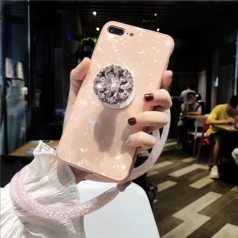 Image of 2019 New Shell Pattern Luxury Sheer Phone Case For iPhone with Phone Holder