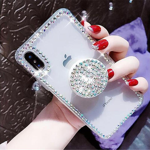 Image of Luxury Airbag Handle Bracket Rhinestones Diamond Glitter Case For iPhone