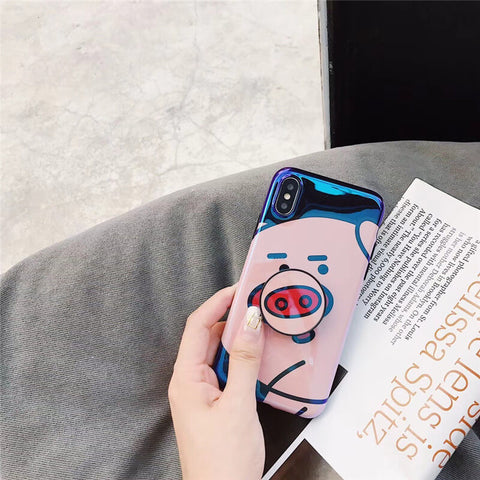 Image of 2019 New Cute Fat Pig iPhone Case with Phone Holder