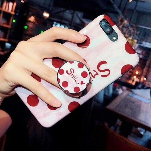 Image of 2019 New Vintage Polka Dot iPhone Case With Phone Holder