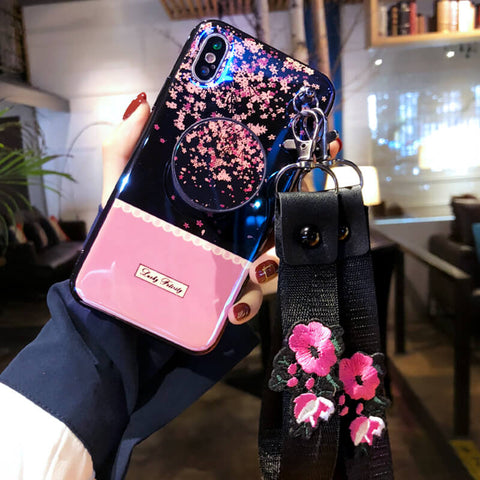 Image of 2019 New Blu-ray Mirror iPhone Case With Flower