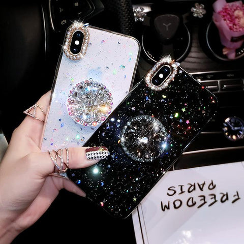 Image of Queen Diamond Bracket Mobile Phone Case For iPhone (with AirBag)