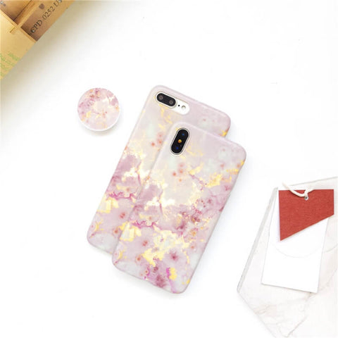 Image of 2019 New Pink Marble Style iPhone Case With Phone Holder