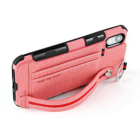 Image of Metal Buckle Wrist Strap Bracket Card Slot Phone Case