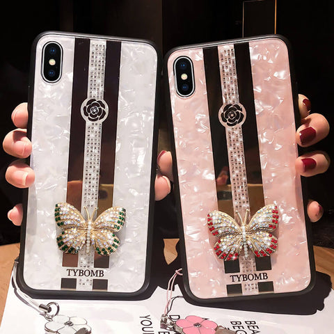 Image of 2019 New Mirror iPhone case with diamond butterfly