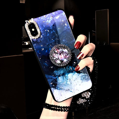 Image of 2019 New Diamond Furry String Popsocket Bracket Phone Case for iPhone