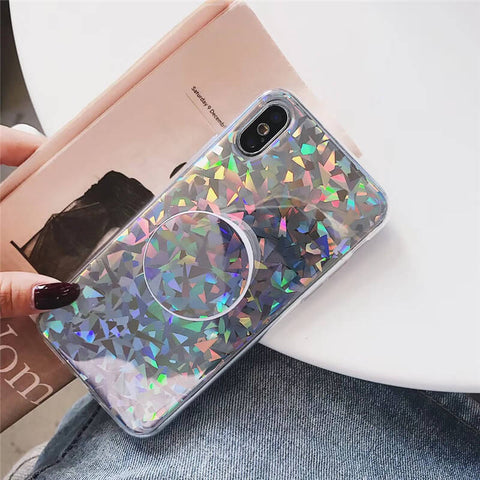 Image of 2019 New Laser Beam Glitter Crossbody Chain iPhone Case With Phone Holder