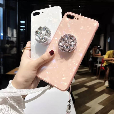 Image of 2019 New Shell Pattern Luxury Sheer Phone Case For iPhone with Phone Holder