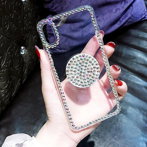 Image of Luxury Airbag Handle Bracket Rhinestones Diamond Glitter Case For iPhone