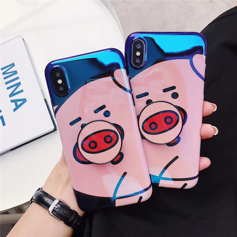 Image of 2019 New Cute Fat Pig iPhone Case with Phone Holder