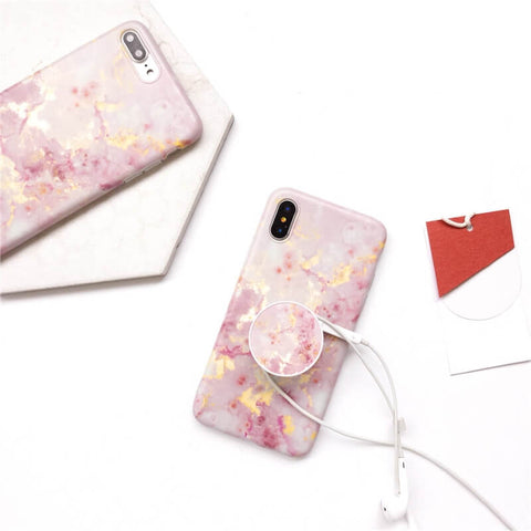 Image of 2019 New Pink Marble Style iPhone Case With Phone Holder