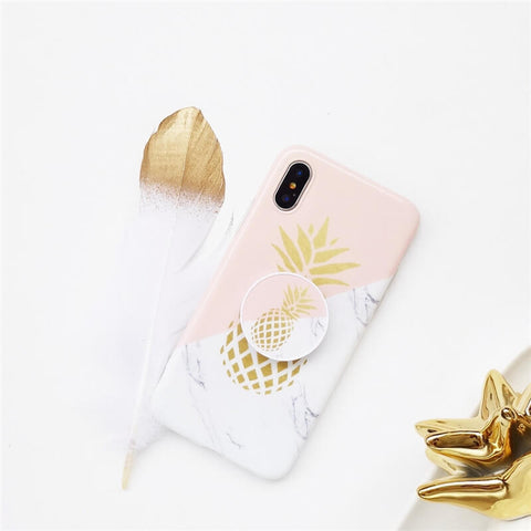 Image of 2019 New Instagram Style Marble Pattern With Pineapple Printing Soft  iPhone Case