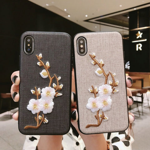 Image of 2019 New Embroidered Flower Pattern iPhone Case