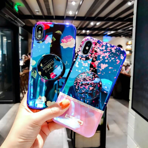 Image of 2019 New Blu-ray Mirror iPhone Case With Flower