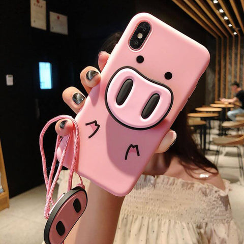 Image of 2019 NEW Pig Face Shatter-resistant Shell with Pig Nose Popsockets For iPhone