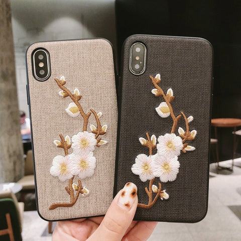 Image of 2019 New Embroidered Flower Pattern iPhone Case