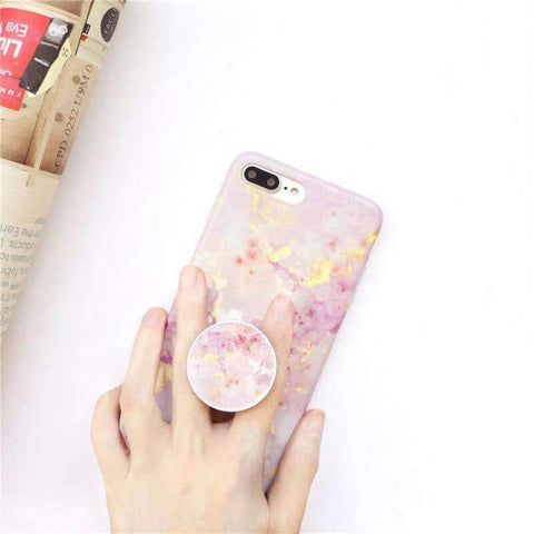 Image of 2019 New Pink Marble Style iPhone Case With Phone Holder