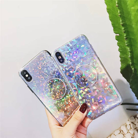 Image of 2019 New Laser Beam Glitter Crossbody Chain iPhone Case With Phone Holder