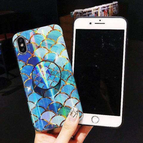 Image of 2019 New Laser Glittering Scale Pattern Royal Blue Silicone Gel Soft Case For iPhone