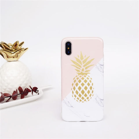 Image of 2019 New Instagram Style Marble Pattern With Pineapple Printing Soft  iPhone Case