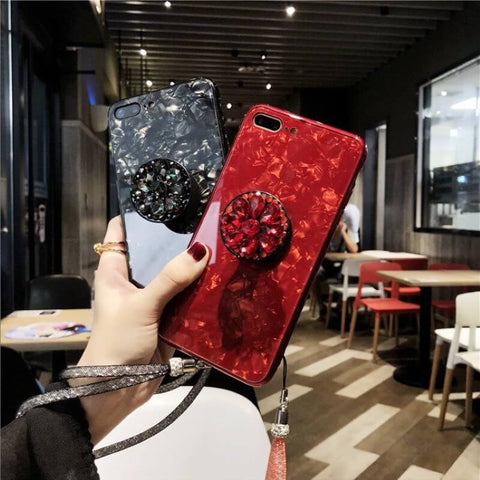 Image of 2019 New Shell Pattern Luxury Sheer Phone Case For iPhone with Phone Holder