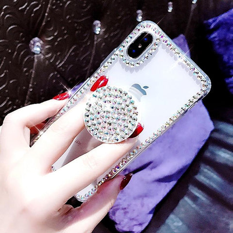 Image of Luxury Airbag Handle Bracket Rhinestones Diamond Glitter Case For iPhone