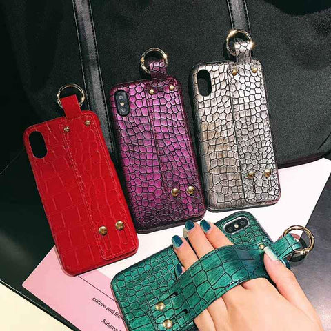 Image of Crocodile Skin Diamond Gem Case For iPhone
