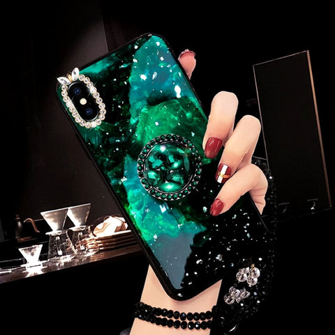 Image of 2019 New Diamond Furry String Popsocket Bracket Phone Case for iPhone