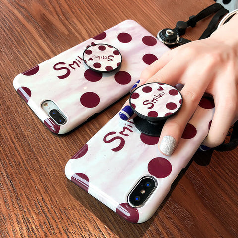 Image of 2019 New Vintage Polka Dot iPhone Case With Phone Holder