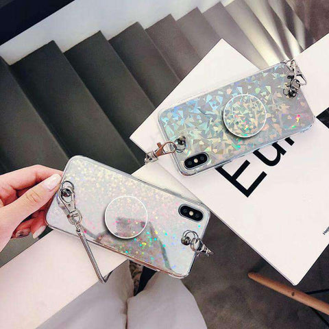 Image of 2019 New Laser Beam Glitter Crossbody Chain iPhone Case With Phone Holder