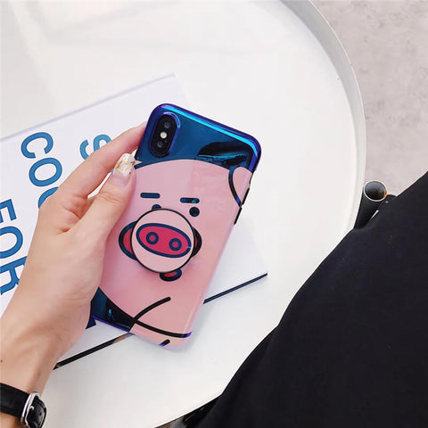 Image of 2019 New Cute Fat Pig iPhone Case with Phone Holder