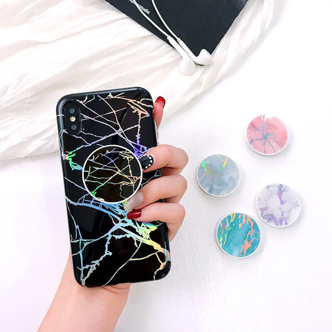 Image of 2019 New Laser Marble Texture iPhone Case With Phone Holder