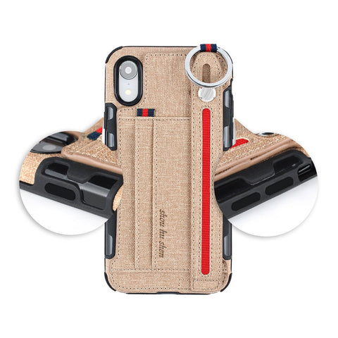 Image of Metal Buckle Wrist Strap Bracket Card Slot Phone Case