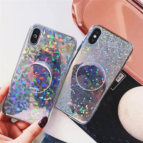 Image of 2019 New Laser Beam Glitter Crossbody Chain iPhone Case With Phone Holder