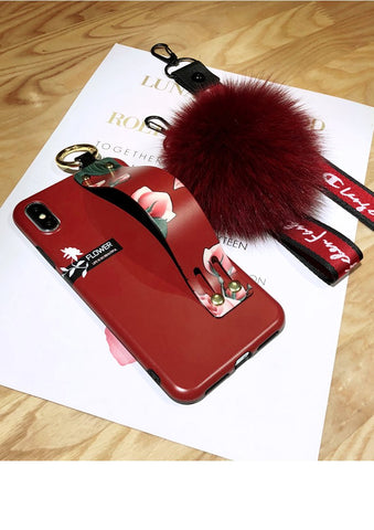 Image of Fox Hair Ball  Folk-custom Airbag Bracket iPhone Case