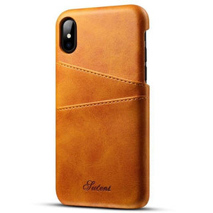 Premium Cowhide Leather Card Slot Protective Case For iPhone