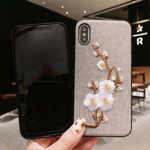 Image of 2019 New Embroidered Flower Pattern iPhone Case