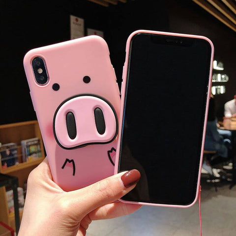 Image of 2019 NEW Pig Face Shatter-resistant Shell with Pig Nose Popsockets For iPhone