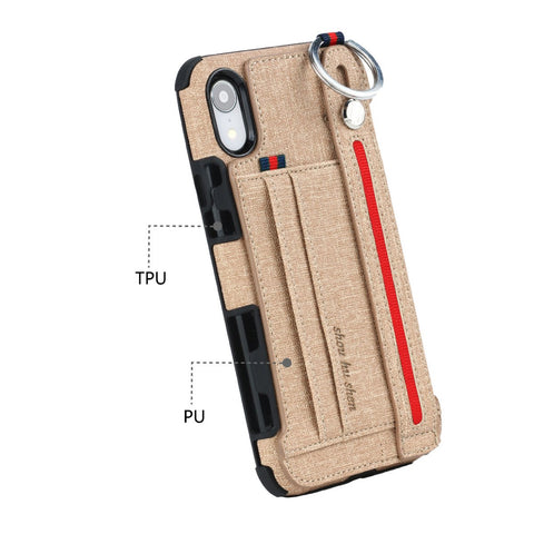 Image of Metal Buckle Wrist Strap Bracket Card Slot Phone Case