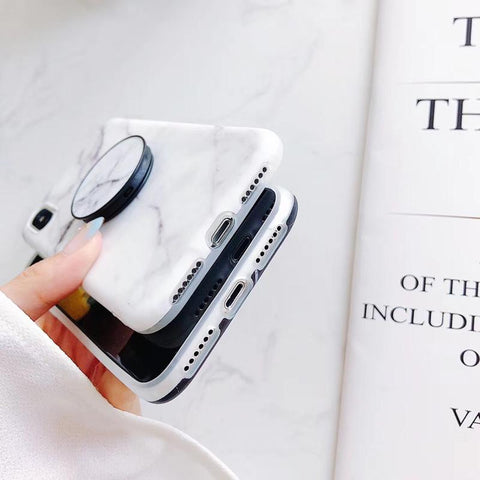 Image of Sleek Marble PopSocket Holder Case For iPhone