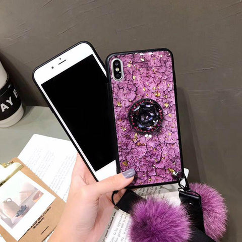 Image of Hair Ball Airbag Bracket Diamond iPhone Case