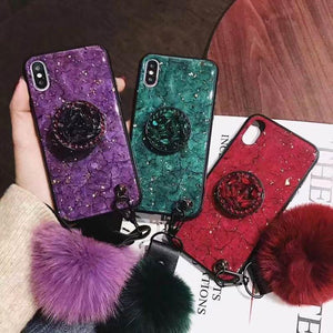 Hair Ball Airbag Bracket Diamond iPhone Case