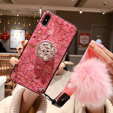 Image of Hair Ball Airbag Bracket Diamond Huawei&Samsung Case