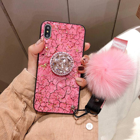 Image of Hair Ball Airbag Bracket Diamond Huawei&Samsung Case