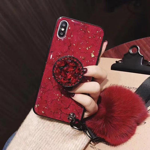 Image of Hair Ball Airbag Bracket Diamond iPhone Case