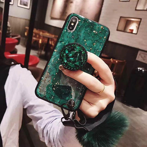 Image of Hair Ball Airbag Bracket Diamond iPhone Case