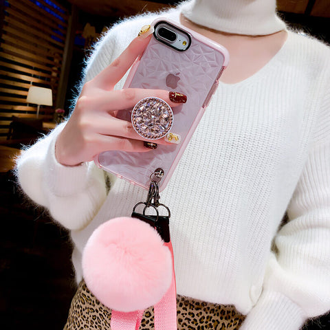 Image of 2019 New Diamond-shaped iPhone Case with PopSockets and Hairball