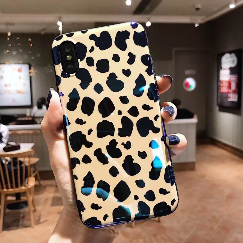 Leopard Blu-ray Airbag Fashion Case For iPhone (With Bracket )