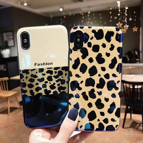 Image of Leopard Blu-ray Airbag Fashion Case For iPhone (With Bracket )