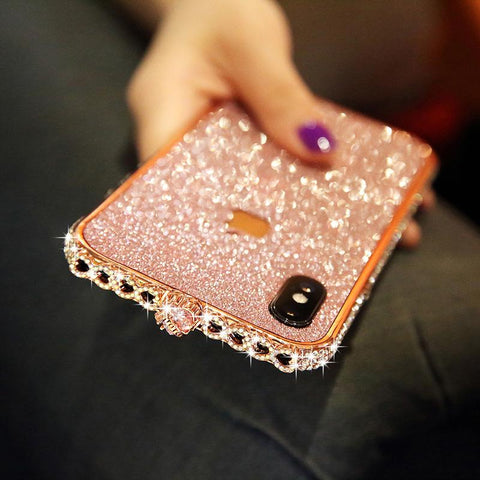 Image of Bling Heart-Shaped Crystal OPPO Case With Grade A Aluminum Frame